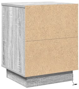 LED-es lámpás éjjeli szekrény Szürke Sonoma 39x34,5x50 cm