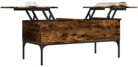 Füstös tölgy szerelt fa és fém dohányzóasztal 100 x 50 x 45 cm