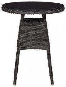 3 darabos fekete polyrattan kerti bisztrószett párnákkal