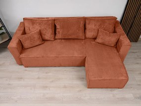Terrakotta színű sarokkanapé SMART COSARO, kétoldalas + 2 párna INGYEN