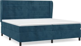 vidaXL sötétkék bársony rugós ágy matraccal 200x200 cm