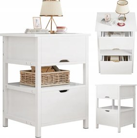 Éjjeliszekrény Fehér 2 Fiókkal Modern Loft Hálószoba Asztal 45 CM