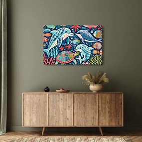 Kép – Rajzolt vízi állatok (90x60 cm)