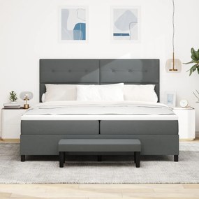 vidaXL Box Spring Ágy Matraccal és Pad Dark Grey 200x200 cm Szövet