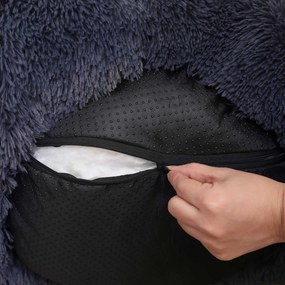 Kutyafekhely bolyhos puha kör alakú, 60 cm, sötétszürke