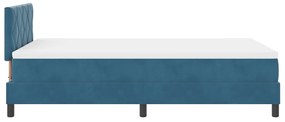 Boxspring Ágy Mattal &amp; LED Sötét Kék 120x190 cm Bársony