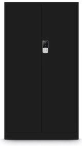 DANIEL fém irodai iratszekrény, 900 x 1850 x 400 mm, fekete