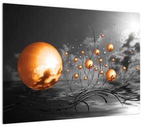 Narancssárga absztrakt gömbök képe (70x50 cm)