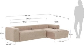 Bézs sarokkanapé (jobb oldali) Blok – Kave Home