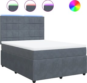 vidaXL sötétszürke bársony rugós ágy matraccal 140x200 cm