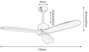 ZEVENTI - Mennyezeti ventilátor CUENCA Wi-Fi Tuya fekete/tölgy + távirányító