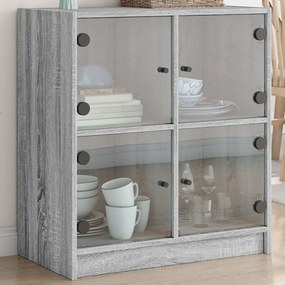 szürke sonoma színű kisszekrény üvegajtókkal 68 x 37 x 75,5 cm