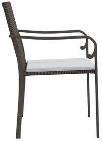 6 db barna polyrattan kerti szék párnával 56x59x84 cm