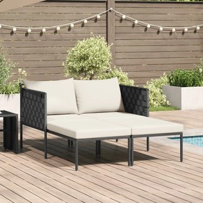 Napozóágy párnákkal 2 fő részére Anthracite 115x153x69,5 cm Acél