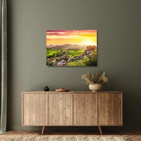 Kép a Hampi-völgyről Indiában (üvegen) (70x50 cm)
