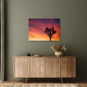 Naplemente egy fa sziluettje felett (üvegen) (70x50 cm)