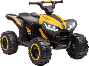 HOMCOM Gyermek Elektromos Quad 12V Előre-hátra Funkcióval, Zenével, USB Csatlakozással, Haranggal, LED Fényszóróval, 3-6 km/h Elektromos Quad 3-5 Éves