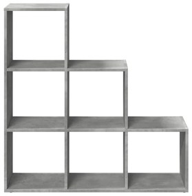 3 szintes betonszürke fa térelválasztó könyvespolc 99x29x99 cm