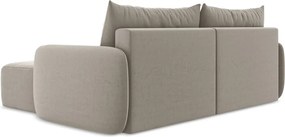 Szürkésbarna bársony kinyitható-tárolóhelyes sarokkanapé (jobb oldali-heverő résszel) Kalena – Makamii