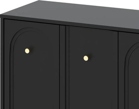 Komód 4 ajtós fekete színben arany fogantyúkkal – MAZOMA