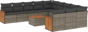 vidaXL 12 részes szürke polyrattan kerti ülőgarnitúra párnákkal