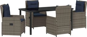 vidaXL Kert étkező szett 5 pcs Szürke Poli rattan