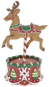 Mézeskalács játék rénszarvas glitteres LED-es karácsonyi figura dekoráció