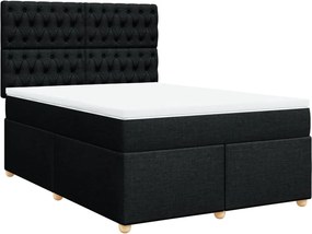vidaXL fekete szövet rugós ágy matraccal 160x200 cm