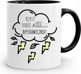 Teherautó Sofőrnek Tira Bögre Fekete Ajándék, fényképes nyomattal