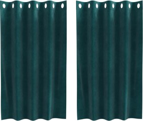 vidaXL Sötétítő függönyök 2 pcs Sötétzöld 140 x 140 cm Bársony