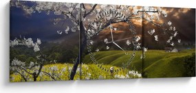 Kép - Virágzó fa az országban (órával) (90x30 cm)