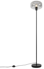 Fekete Art Deco állólámpa füstüveggel - Bizle