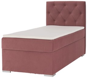 Boxspring ágy, egyszemélyes, fáradt rózsaszín, 90x200, jobbos, ESHLY