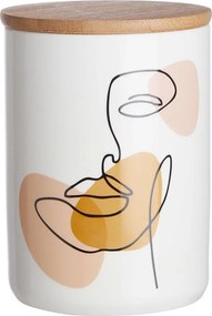 QUEEN IT tárolódoboz bambusz fedéllel, Line Art 450ml