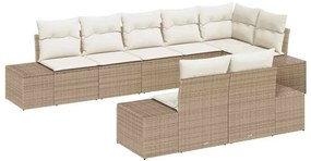 vidaXL Kerti Kanapé Szett párnával 8 pcs Beige és krém polirattan