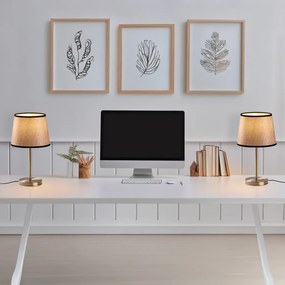 Abajur 5102 antik fém és szövet 2 db-os éjjeli lámpa szett