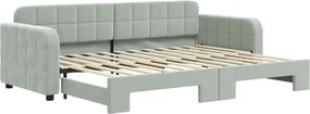 vidaXL világosszürke kihúzható bársony heverő 80 x 200 cm