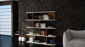 könyvespolc Wind - White, Walnut