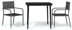 vidaXL 3 részes szürke kerti étkezőszett