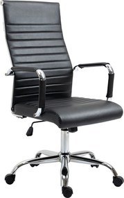 Vinsetto Ergonomikus Íróasztali Szék Dönthető Funkcióval Magasságállítható Forgószék Párnázott Műbőr Fólia Fekete 54 x 62 x 104-114 cm | Aosom