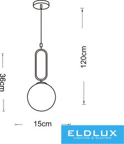 UNIVERSO Függeszték 1xG9 max.10w D150x360x1200mm IP20 Óarany