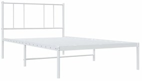 fehér fém ágykeret fejtámlával 100x200 cm