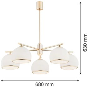 Argon 2088 - Csillár rúdon MARBELLA 5xE27/15W/230V sárgaréz