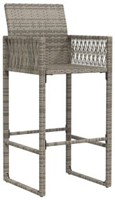 2 db szürke polyrattan kerti bárszék