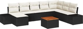 vidaXL Kerti Kanapé Szett 9 pcs Fekete és fehér