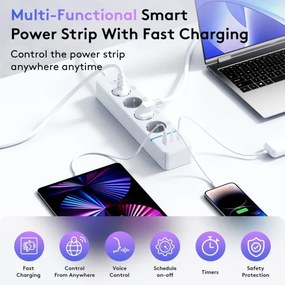 Immax NEO 07821L - Hosszabbító kábel NEO LITE Smart 4AC+1xUSB+2xUSB C Wi-Fi