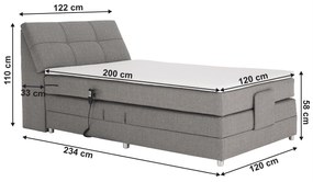 Elektromos állítható ágy, boxspring, szürke, 120x200, GERONA NEW