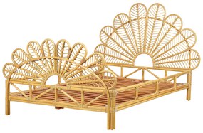 Világosbarna rattan franciaágy 140 x 200 cm FLORENTINE Beliani