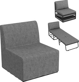 HOMCOM 1-Fős Átalakítható Szék 2 az 1-ben Összecsukható Ágy Szék Párnával és Porvédő Fedele, Fém Váz, Egyszemélyes Kanapé Ágy Vendégeknek, Nappali, Ir