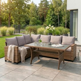 COMODO kerti bútor szett barna/szürke